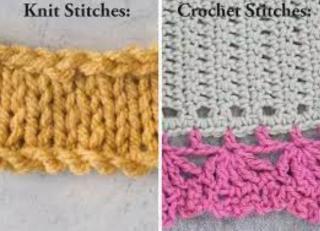 Photo of both crochet and knitting samples