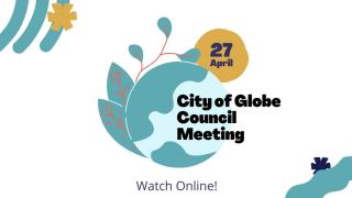 City of Globe Council Meeting Flyer with Globe and Leaves
